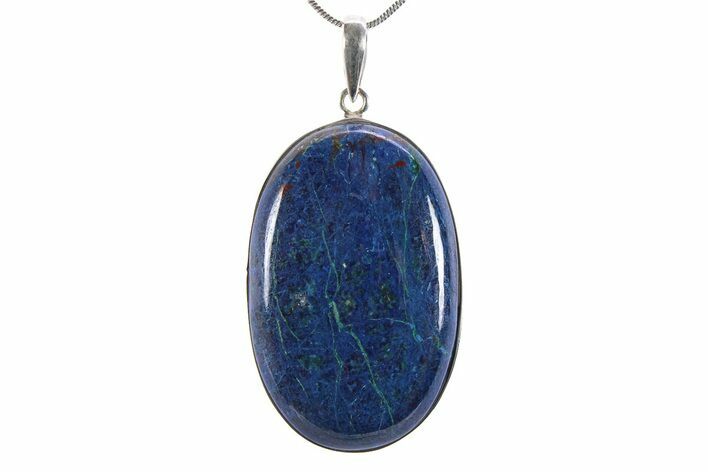 Vibrant Blue Shattuckite Pendant - Sterling Silver #383006